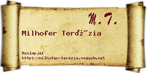 Milhofer Terézia névjegykártya